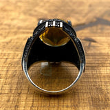 Men's Sultanite Stone Crown Detailed Silver Ring - TryAladdin