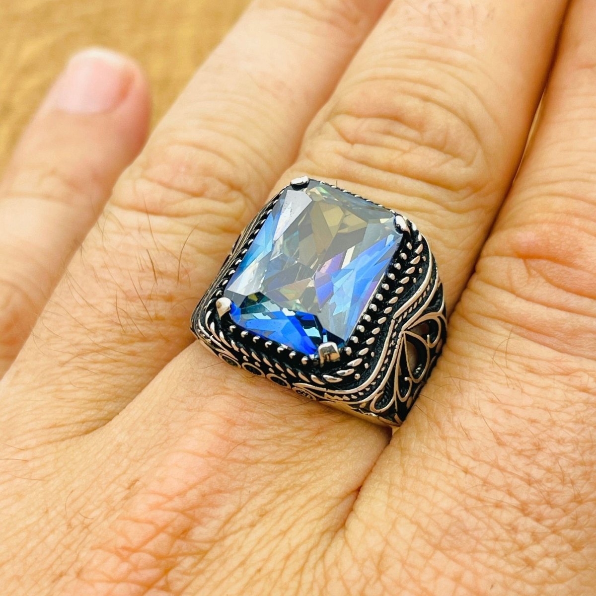 Men's Tanzanite Silver Ring