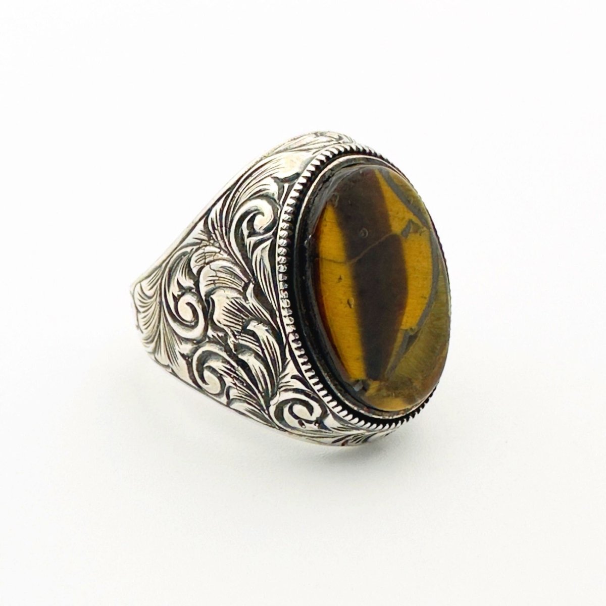 Men's Tiger Eye Silver Ring