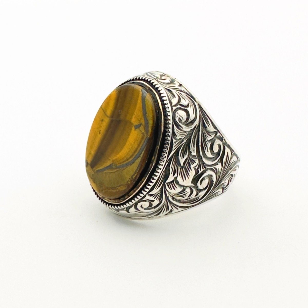 Men's Tiger Eye Silver Ring