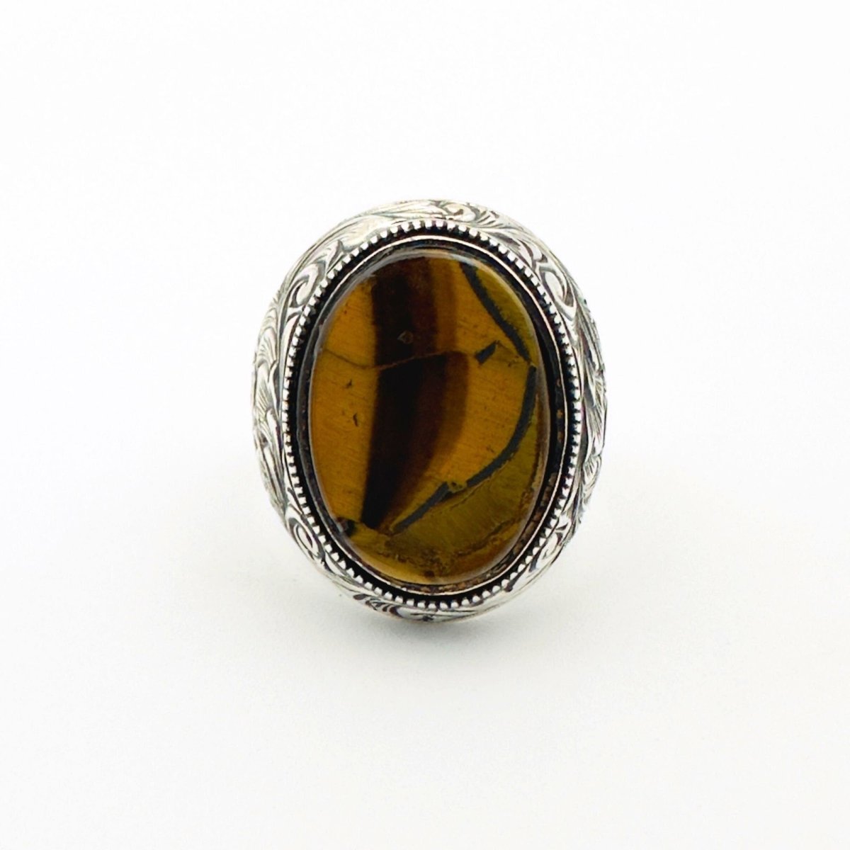 Men's Tiger Eye Silver Ring