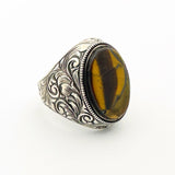 Men's Tiger Eye Silver Ring