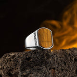 Men's Tiger Eye Stone Silver Ring