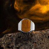 Men's Tiger Eye Stone Silver Ring