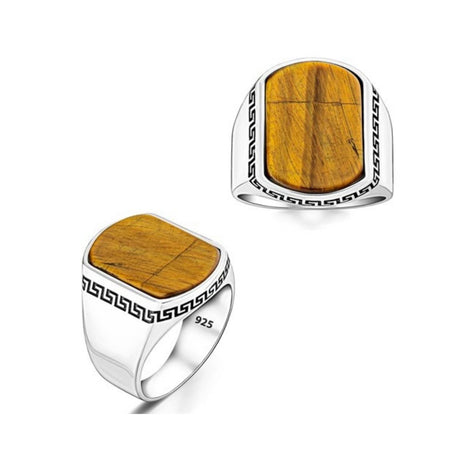 Men's Tiger Eye Stone Silver Ring