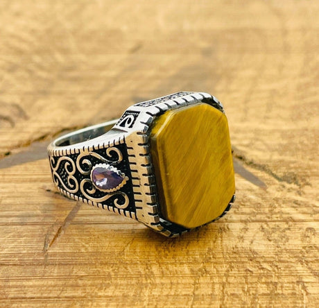 Men's Tiger's Eye Silver Ring