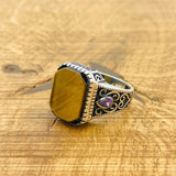 Men's Tiger's Eye Silver Ring - TryAladdin