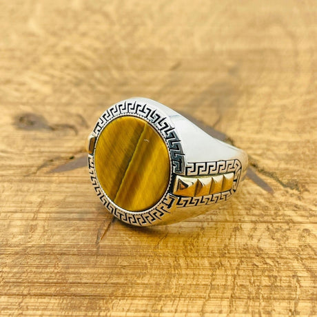 Men's Tiger's Eye Silver Ring