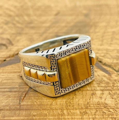 Men's Tiger's Eye Silver Ring