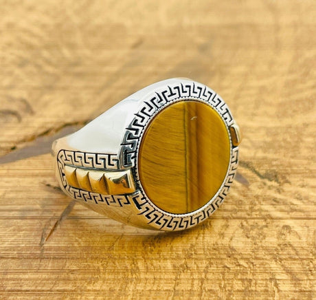 Men's Tiger's Eye Silver Ring