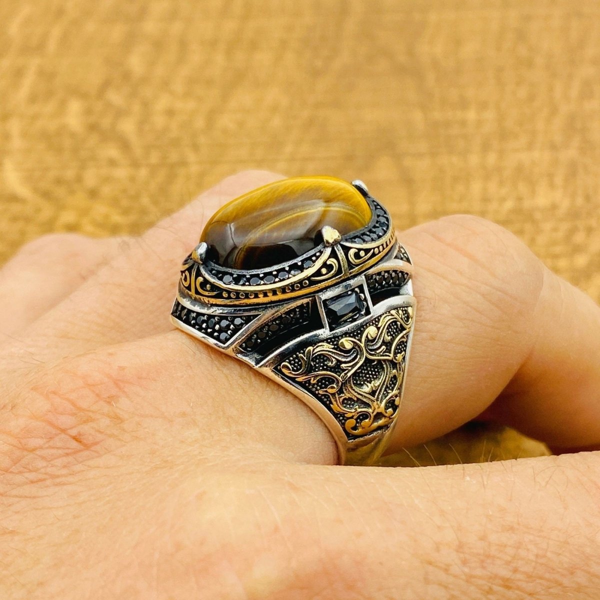 Men's Tiger's Eye Stone Ring