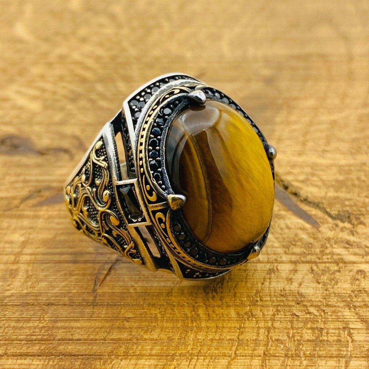 Men's Tiger's Eye Stone Ring