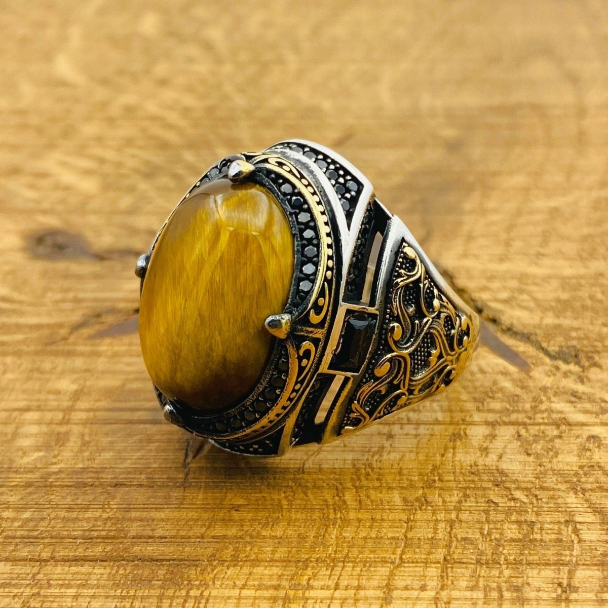 Men's Tiger's Eye Stone Ring