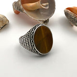 Men's Tiger's Eye Stone Silver Ring