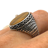 Men's Tiger's Eye Stone Silver Ring