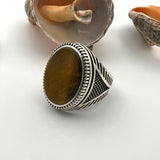 Men's Tiger's Eye Stone Silver Ring