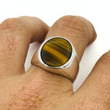 Men's Tiger's Eye Stone Silver Ring