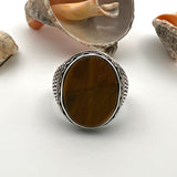 Men's Tiger's Eye Stone Silver Ring