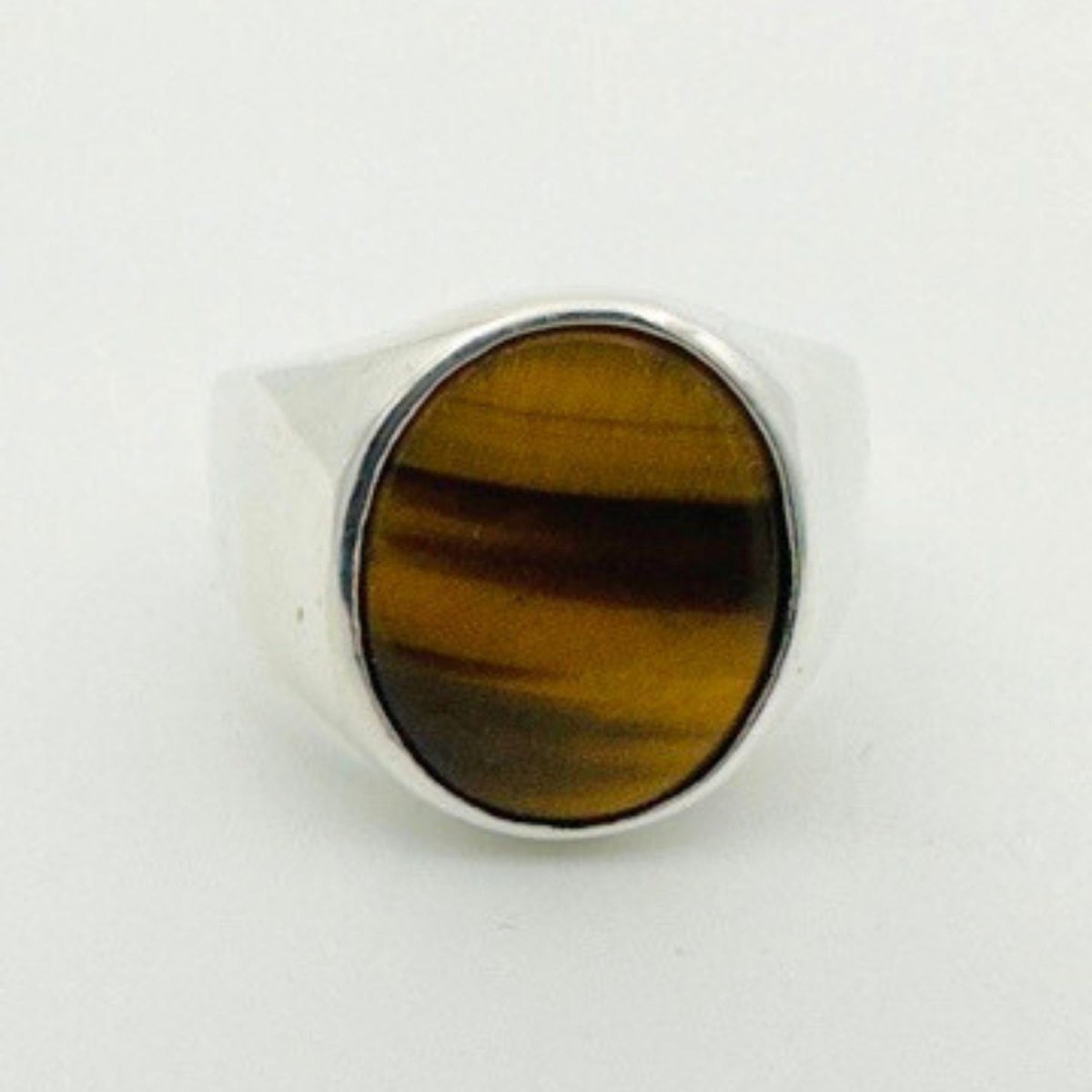 Men's Tiger's Eye Stone Silver Ring