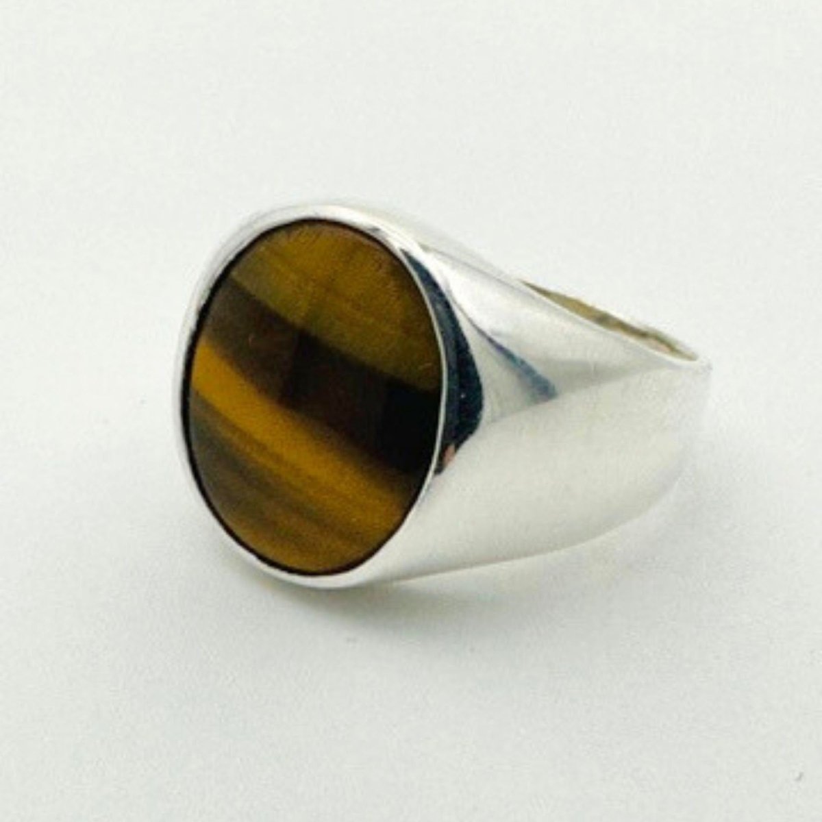 Men's Tiger's Eye Stone Silver Ring