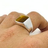 Men's Tiger's Eye Stone Silver Ring