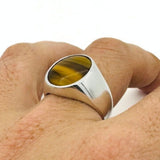 Men's Tiger's Eye Stone Silver Ring