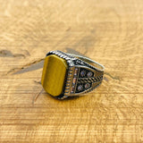 Men's Tiger's Eye Stone Square Ring