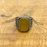 Men's Tiger's Eye Stone Square Ring