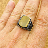 Men's Tiger's Eye Stone Square Ring