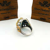 Men's Tourmaline Green / Blue Stone Silver Ring