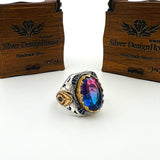 Men's Tourmaline Purple - Blue Stone Silver Ring