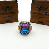 Men's Tourmaline Purple - Blue Stone Silver Ring