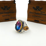 Men's Tourmaline Purple - Blue Stone Silver Ring