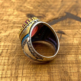 Men's Tourmaline Stone Silver Ring