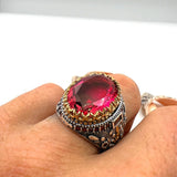 Men's Tourmaline Stone Silver Ring