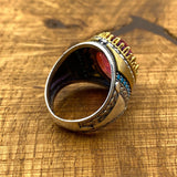 Men's Tourmaline Stone Silver Ring