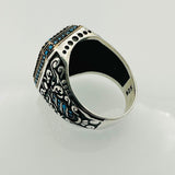 Men's Turkish Emerald Green Sterling Silver Ring