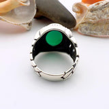 Men's Turkish Handmade 925 Sterling Silver Green Agate Statement Ring - Unique Gift for Him - TryAladdin