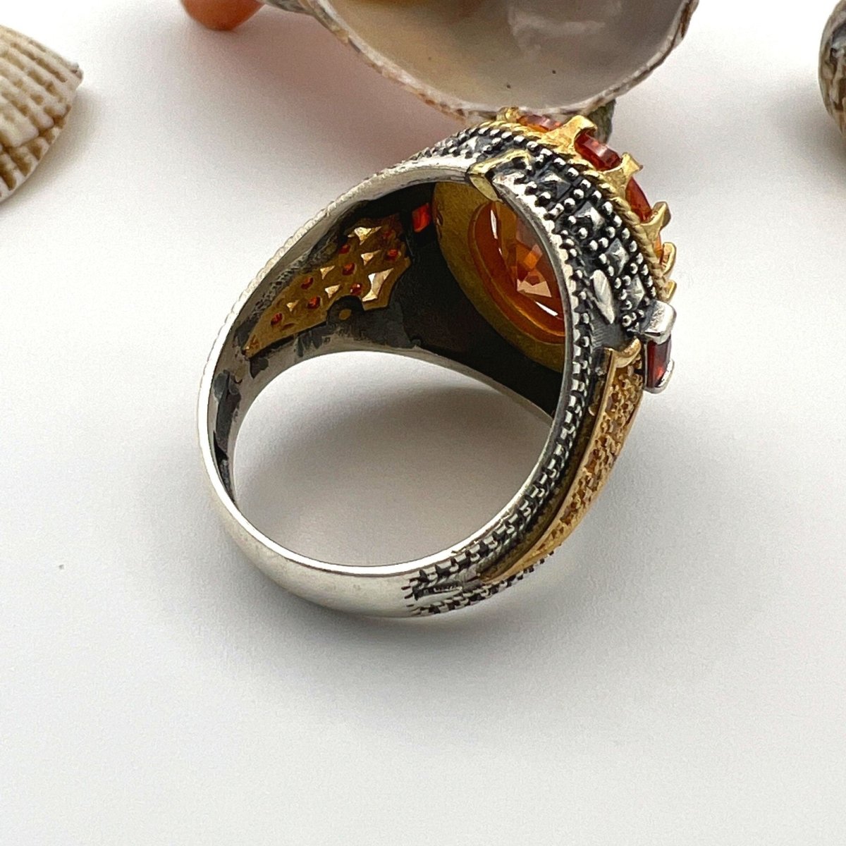 Men's Turkish Handmade 925 Sterling Silver Ring | Champagne Citrine Gemstone | Elegant Gift for Him - TryAladdin