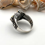 Men's Turkish Handmade 925 Sterling Silver Turquoise Compass & Anchor Ring | Nautical Theme Jewelry - TryAladdin