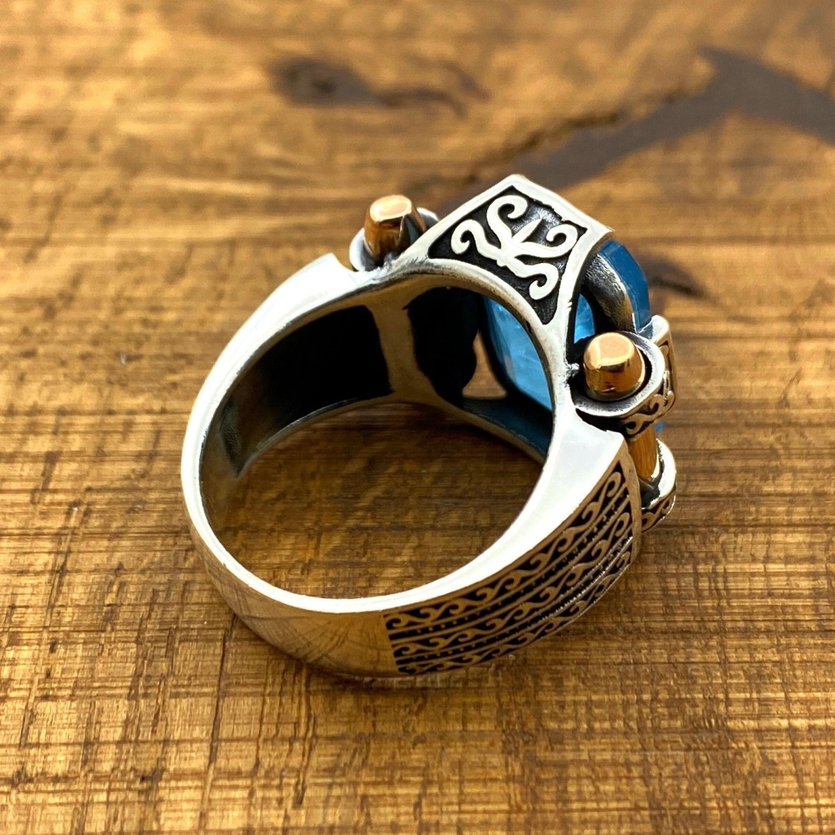 Men's Turkish Turquoise Handmade Silver Ring - TryAladdin