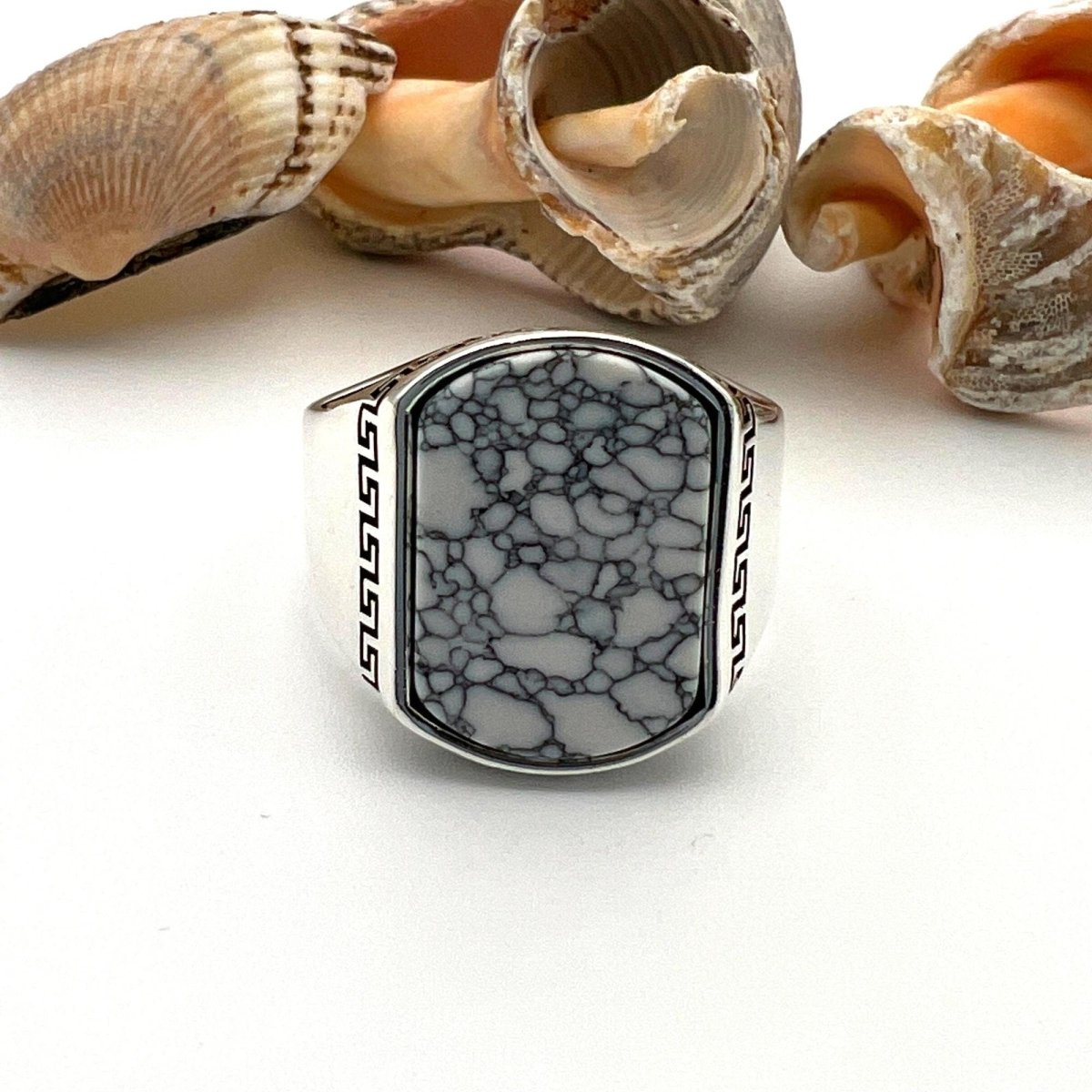 Men's Turquoise Square Silver Ring