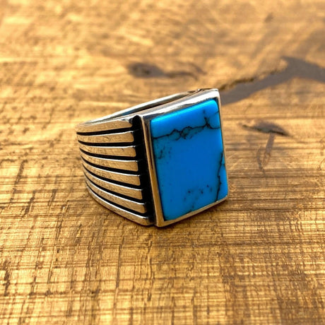 Men's Turquoise Stone Handmade Silver Ring