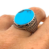 Men's Turquoise Stone Handmade Silver Ring