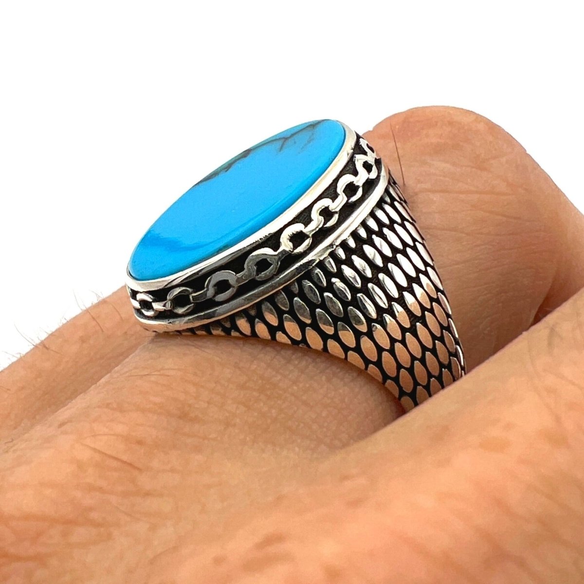 Men's Turquoise Stone Handmade Silver Ring