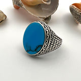 Men's Turquoise Stone Handmade Silver Ring