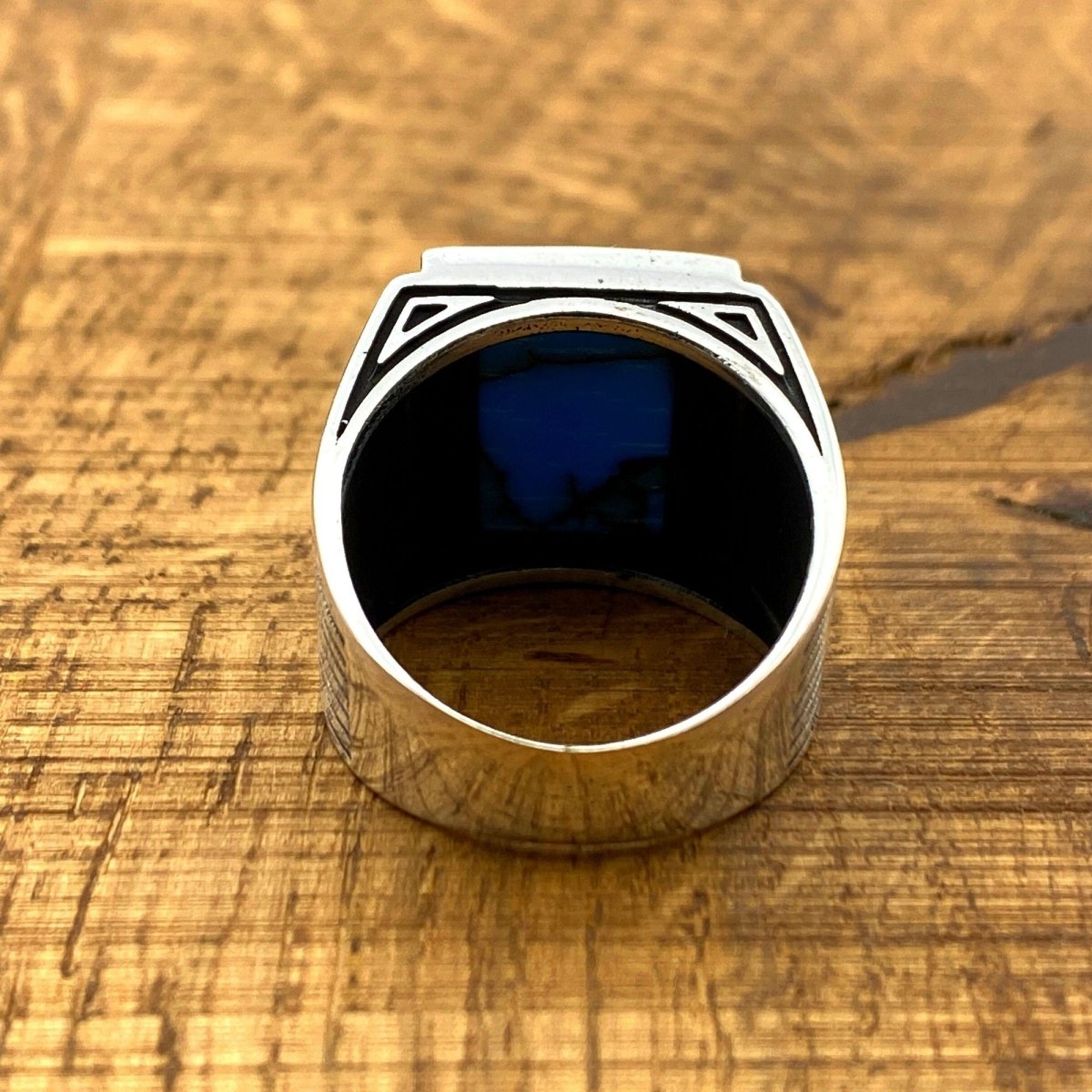 Men's Turquoise Stone Handmade Silver Ring - TryAladdin