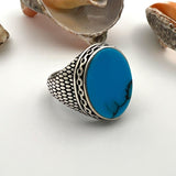 Men's Turquoise Stone Handmade Silver Ring