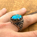 Men's Turquoise Stone Handmade Silver Ring