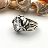 Men's White Zircon Stone Silver Ring